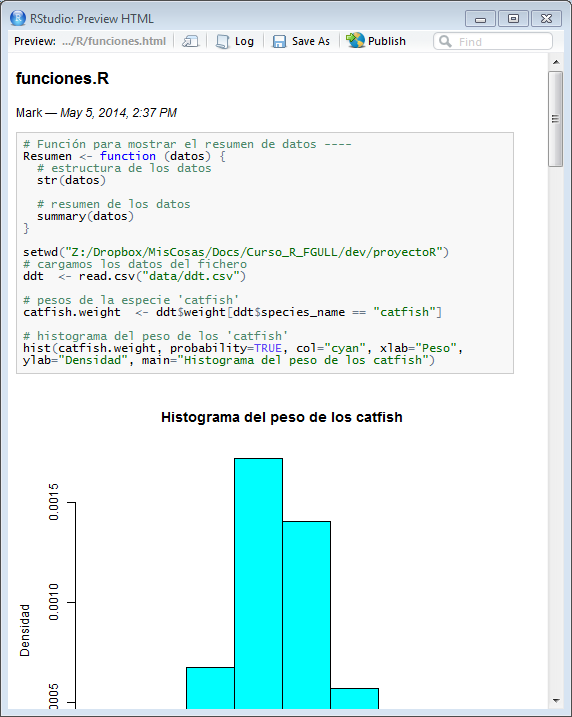 Vista previa del informe HTML